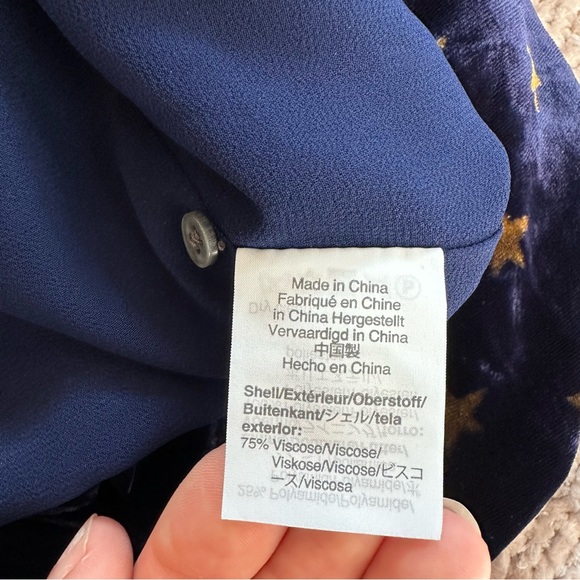 J.Crew Always Midnight Blue Velvet Star Print NWT - Picture 8 of 12
